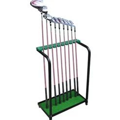 IxapA Freestanding Golf Club Display Stand Rack For Outside/Inside, Steel Golf Putter Rack For Family Club Placement, Golf Clubs Shelf Organizer Equipment Storage – Hold 9 Golf Clubs