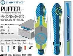 Jimmy Styks 11′ Puffer ISUP Inflatable Paddle Board Blue/Green Large