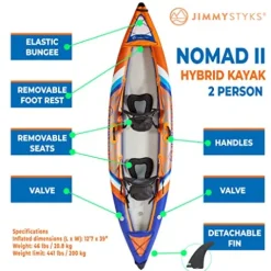 Jimmy Styks Nomad II 2-Person Hybrid Kayak Orange/Blue