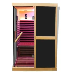 Jintop V-Shaped Infrared Sauna Room with Bluetooth & Double Glass Doors Black