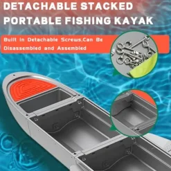 JYXKART Folding Fishing Kayak Dinghy Boat with Storage Gray