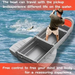 JYXKART Folding Fishing Kayak Dinghy Boat with Storage Gray