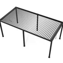 Kaimei Aluminum Pergola with Tilting Steel Louvers 10x19FT Outdoor Patio Cover Black