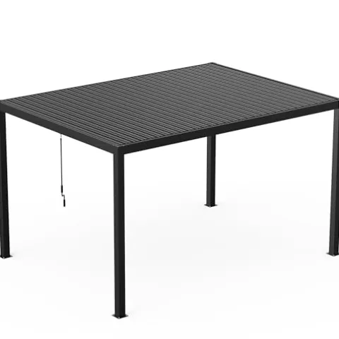 Kaimei 10x13FT Aluminum Pergola with Adjustable Louvered Roof Black