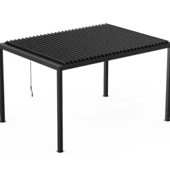 Kaimei 10x13FT Aluminum Pergola with Adjustable Louvered Roof Black