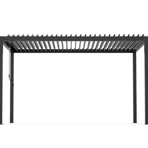 Kaimei 10x13FT Aluminum Pergola with Adjustable Louvered Roof Black