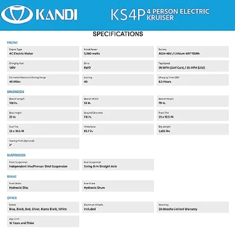 Kandi America 4 Passenger Electric Cruiser White