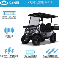 Kandi America Electric Cart 2 Passenger Silver
