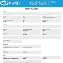 Kandi America Electric Cart 2 Passenger Silver