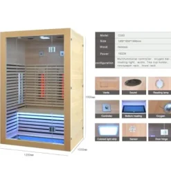 Kang Share Infrared Sauna Room 2 to 3 Person 1832W Low EMF + Carbon Plate Heater Indoor Dry Sauna, Home Spa Sauna, Wooden Canadian Hemlock KS-CG02
