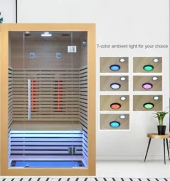 Kang Share Infrared Sauna Room 2 to 3 Person 1832W Low EMF + Carbon Plate Heater Indoor Dry Sauna, Home Spa Sauna, Wooden Canadian Hemlock KS-CG02