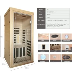 Kang Share Infrared Sauna Room 1260W Graphene Carbon 1 Person Canadian Hemlock KSH-A01