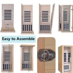 Kang Share Infrared Sauna Room for Home 1 Person 1260W, 7-Piece Graphene Carbon Heating Plate Dry Sauna