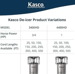 Kasco 3/4 HP Lake & Pond Deicer 240V with 50 Ft Power Cord