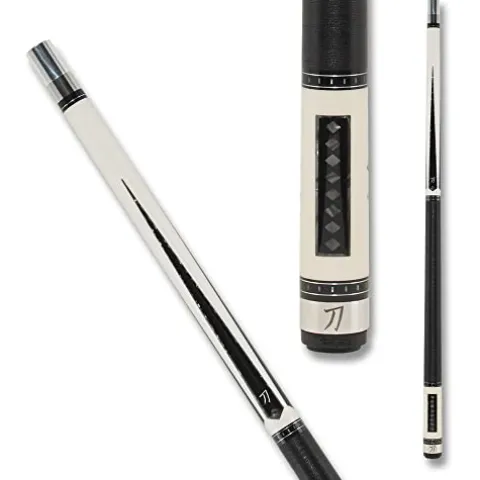 KATANA KAT01 Pool Cue Cream Stained with Smoke Pearlite and Black_Rectangles Smoked Stacked Diamonds 20oz Cream and Smoked Black