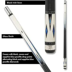 KATANA KAT03 Pool Cue Cream/Black Sapphire Blue Diamonds 20oz