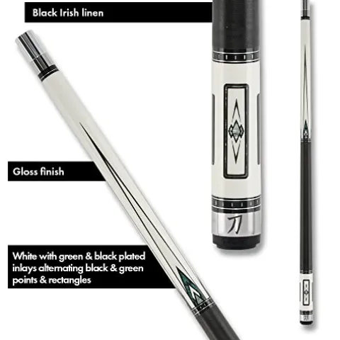 KATANA KAT15 Pool Cue White/Black with Green Designs 18oz