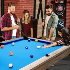 KEIKI 84″ Billiard Table Rustic Blond Finish Royal Blue Cloth