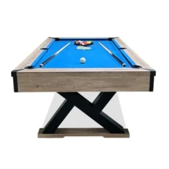 KEIKI 84″ Billiard Table Rustic Blond Finish Royal Blue Cloth