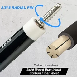 KONLLEN Carbon Fiber Pool Cue Stick Dragon Professional (Full Carbon Technology Low Deflection Billiard) KL-10BF