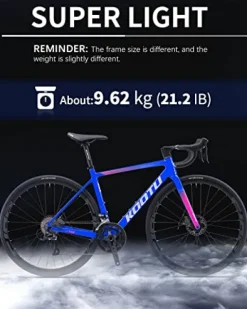 KOOTU Carbon Road Bike 700C Fiber Frame Racing Bicycle Shimano Sora R3000 Blue Pink