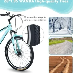 KOZYSFLER Adult Tricycle 7-Speed with 26-Inch Wheels, Wide Saddle, Rear Basket Green