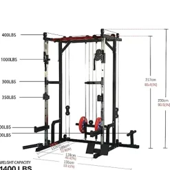 KOZYSFLER Power Cage with LAT PullDown and Weight Storage Rack Orange