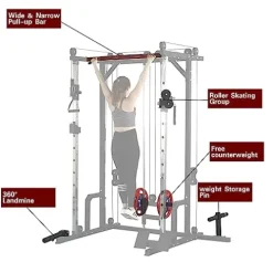 KOZYSFLER Power Cage with LAT PullDown and Weight Storage Rack Orange