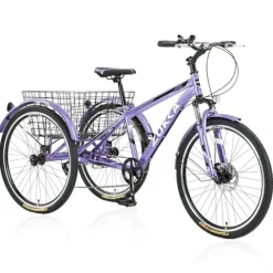 KOZYSFLER Ultimate Comfort 7-Speed Adult Tricycle 26-Inch Wheels Purple