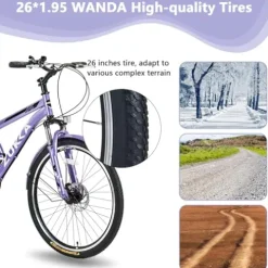 KOZYSFLER Ultimate Comfort 7-Speed Adult Tricycle 26-Inch Wheels Purple