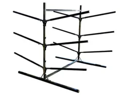 Krypt Towers Freestanding Kayak Storage Rack Holds 6 Kayaks Up to 20 Feet, Adjustable Arm Height