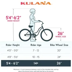 Kulana Lakona Tide Adult Beach Cruiser Bike 26-Inch 7-Speed Silver