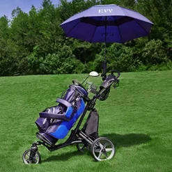 KVV 3 Wheel 360 Rotating Front Wheel Foldable Golf Push Cart Black/Charcoal