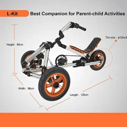 KZPFER 20-in-1 Buildable Kids Go Kart Set Silver