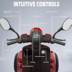 LAGTOM Electric Golf Cart & Mobility Scooter 1000W Candy Apple Red