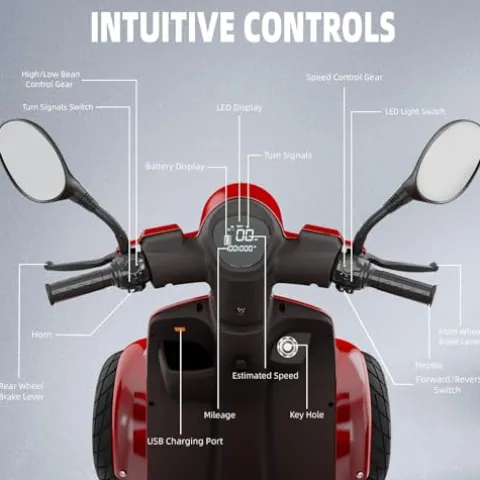 LAGTOM Electric Golf Cart & Mobility Scooter 1000W Candy Apple Red