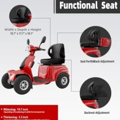 LAGTOM Electric Golf Cart & Mobility Scooter 1000W Candy Apple Red