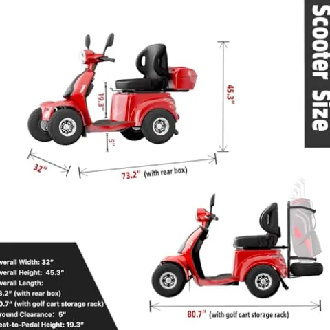 LAGTOM Electric Golf Cart & Mobility Scooter 1000W Candy Apple Red
