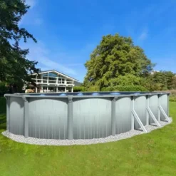 Lake Effect Pools Aqua Brook Oval Above-Ground Swimming Pool 18′ x 33′ with 25 Gauge Liner & Skimmer