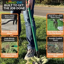 Landzie Spreader & Weeder Lawn Care Set – 60″ Compost Spreader & 44″ Manual Weeder Green
