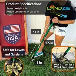Landzie Spreader & Weeder Lawn Care Set – 60″ Compost Spreader & 44″ Manual Weeder Green