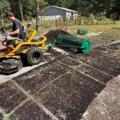 Landzie Tow-Behind Compost and Peat Moss Spreader 60 x 20 Inch for Large Lawns