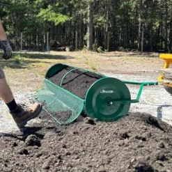 Landzie Tow-Behind Compost and Peat Moss Spreader 60 x 20 Inch for Large Lawns