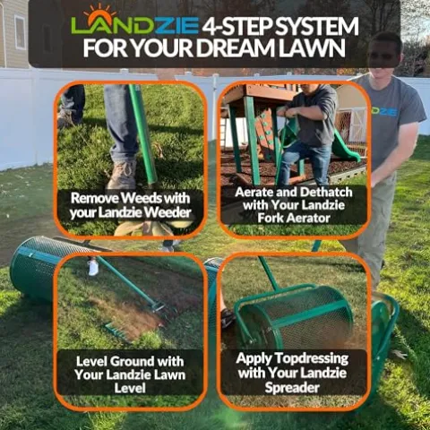 Landzie Tow-Behind Compost and Peat Moss Spreader 60 x 20 Inch for Large Lawns