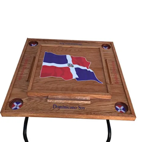 Latinos R Us Domino Table with Dominican Republic W Flag Cherry