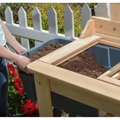 Lehman’s Outdoor Gardening Potting Table Workstation Cypress Wood Brown