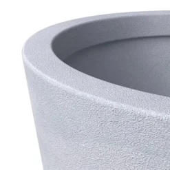 LeisureMod Pebble 4-Piece Fiberstone and MGO Clay Planter Set Mid-Century Modern Gray