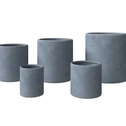 LeisureMod Tundra 5-Piece Fiberstone and MGO Clay Planter Set Aged Concrete