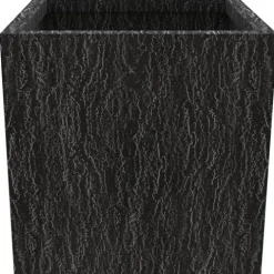LeisureMod Verdura Mid-Century Modern 3-Piece Fiberstone Planter Set Black