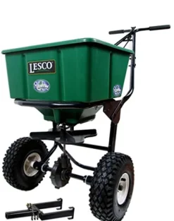 Lesco 50 Lb. Push Spreader with Rittenhouse Caddy Green Black